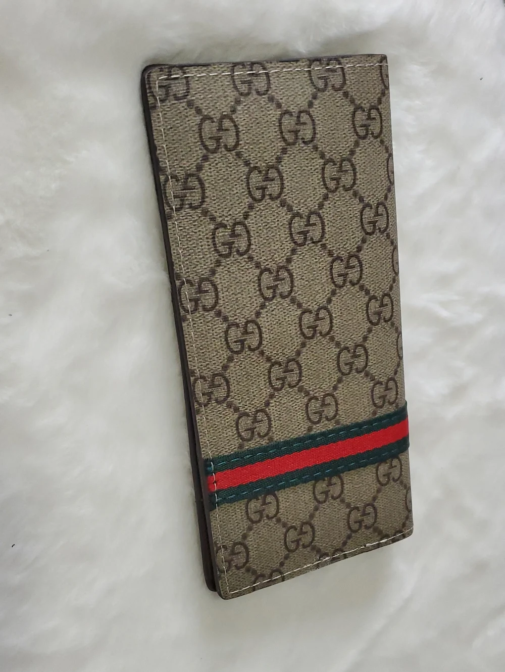 Beige GG Canvas Long Wallet with Red and Green Web Stripe - Picture 1 of 7